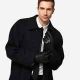 CC3339 (black) - Men's Woven Leather Gloves With Cashmere Lining - Leather Gloves Online - Luxury Leather Gloves - 3