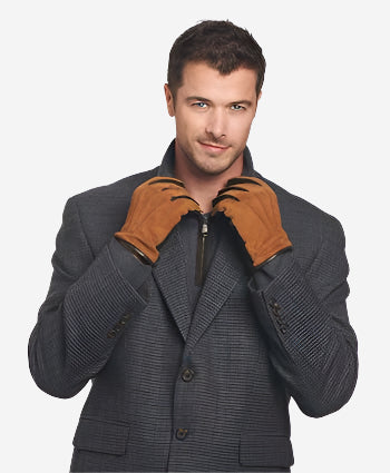 CC3434 (brown) - Men's Suede and Lambskin Gloves with Cashmere Lining - Leather Gloves Online - Luxury Leather Gloves - 2