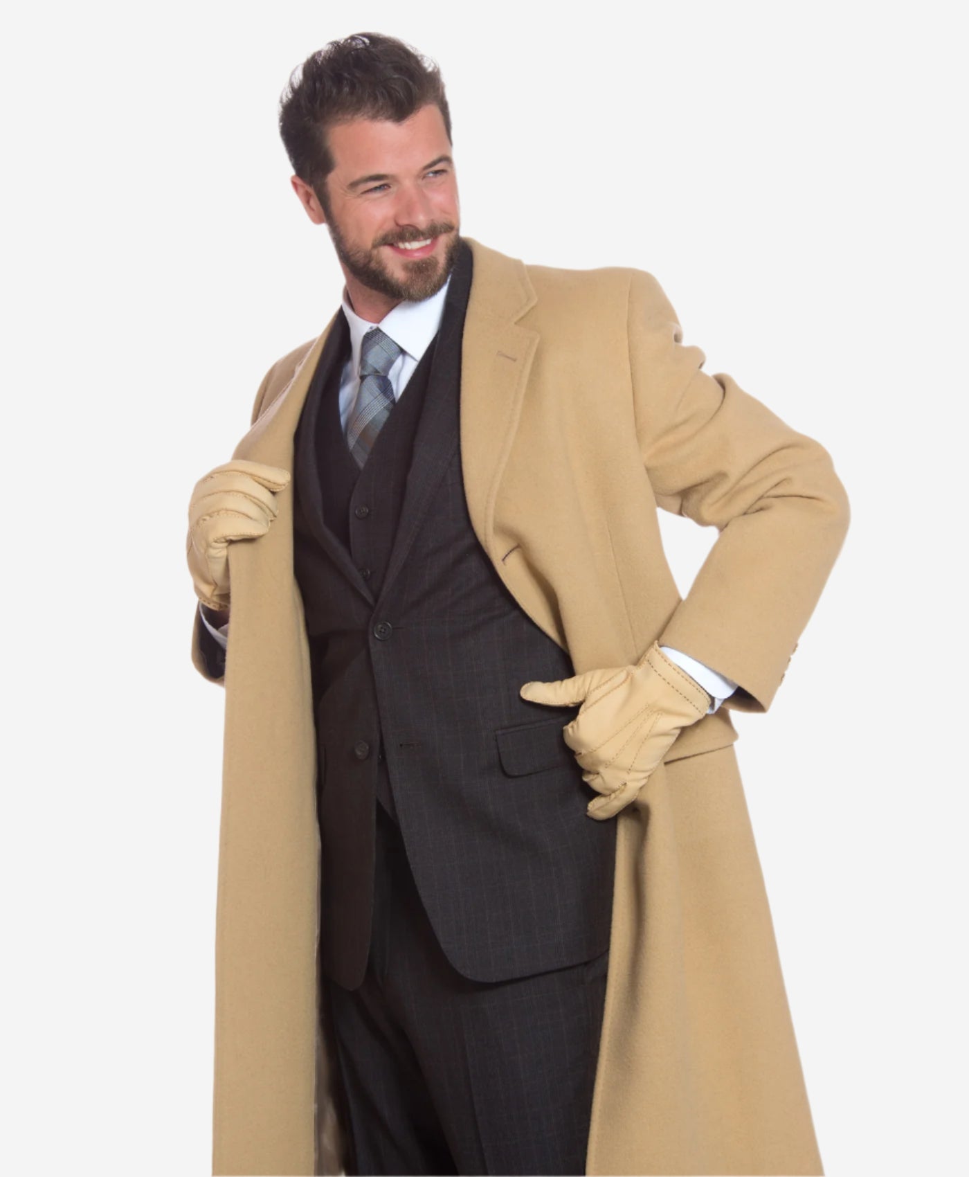 CC3630 (natural) - Men's Handsewn Italian Cashmere Lined Nubuck Gloves - Leather Gloves Online - Luxury Leather Gloves - 2