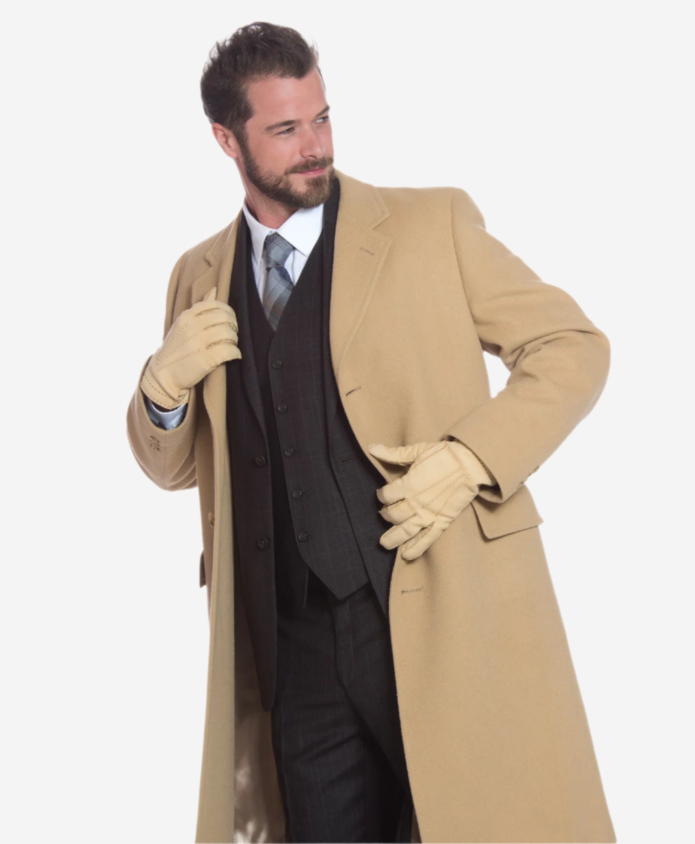 CC3630 (natural) - Men's Handsewn Italian Cashmere Lined Nubuck Gloves - Leather Gloves Online - Luxury Leather Gloves - 4