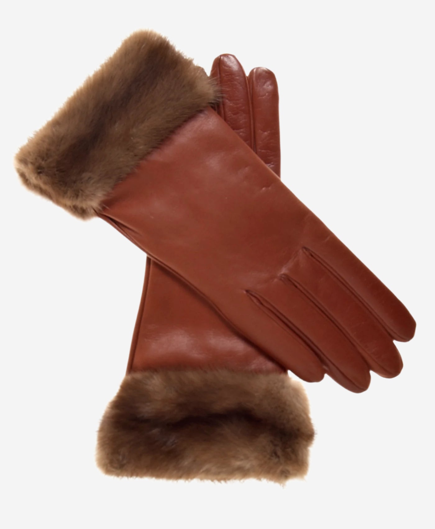 CC4127 (brown) - Women's Italian Cashmere Lined 4-Button Length Gloves with Mink Cuff - Leather Gloves Online - Luxury Leather Gloves - 2