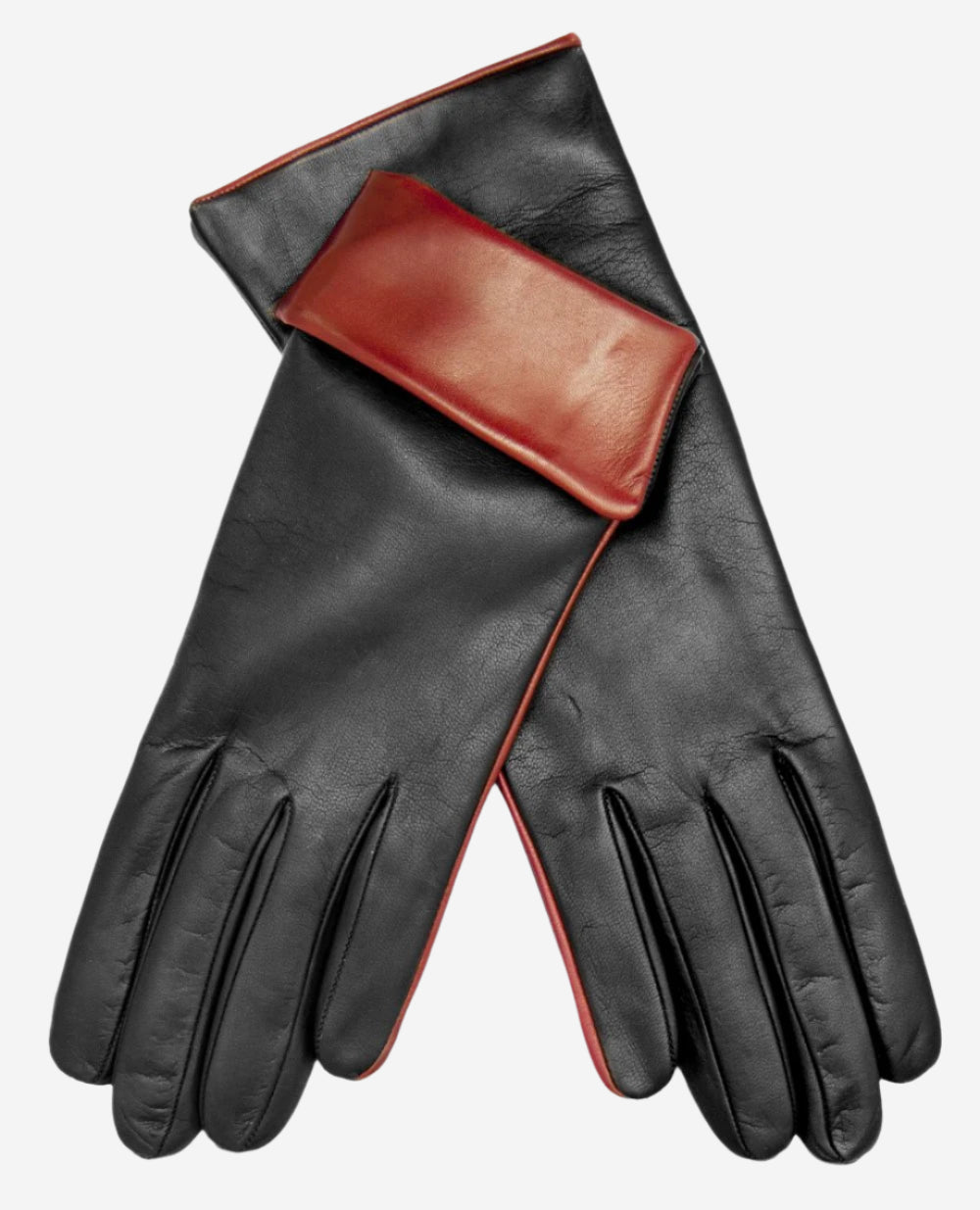 CC4141 (black) - Women's Cashmere Lined Leather Gloves with Contrast Cuff - Leather Gloves Online - Luxury Leather Gloves - 1