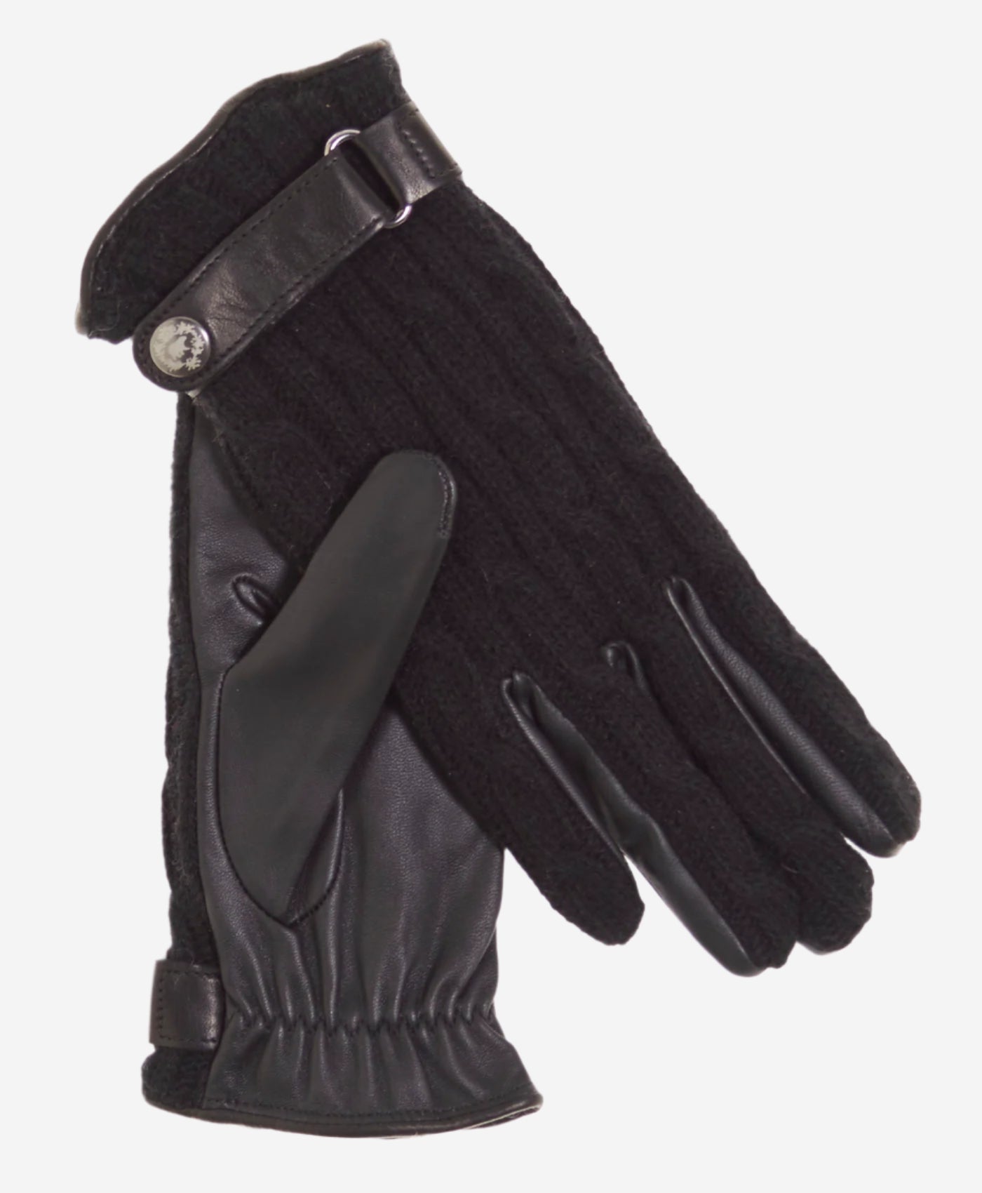 CC4510 (black) - Women's Cable Knit Cashmere and Leather Winter Gloves - Leather Gloves Online - Luxury Leather Gloves - 1