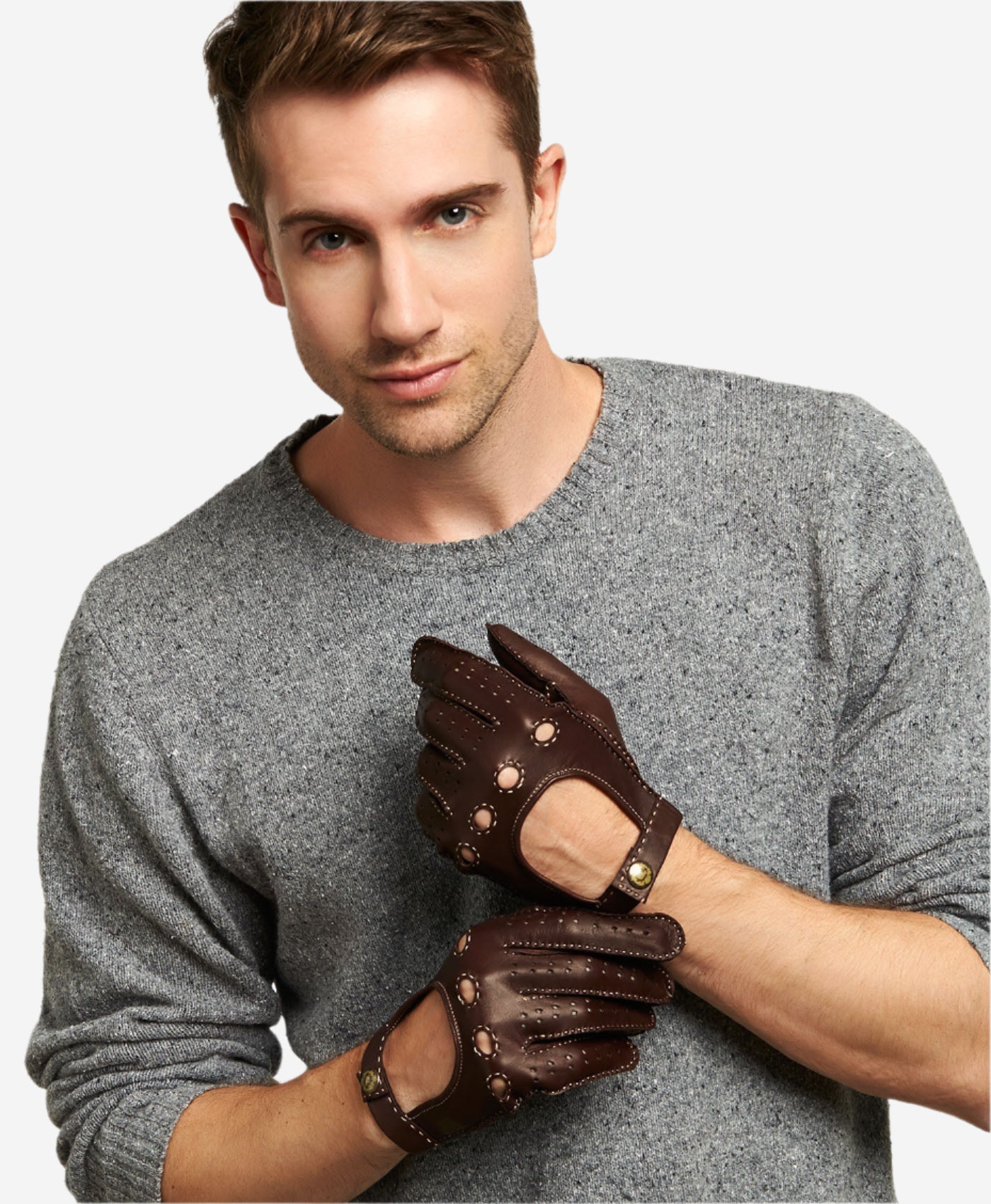 CD3501 (brown) - Men's Handsewn Italian Lambskin Leather Driving Gloves - Leather Gloves Online - Luxury Leather Gloves - 6