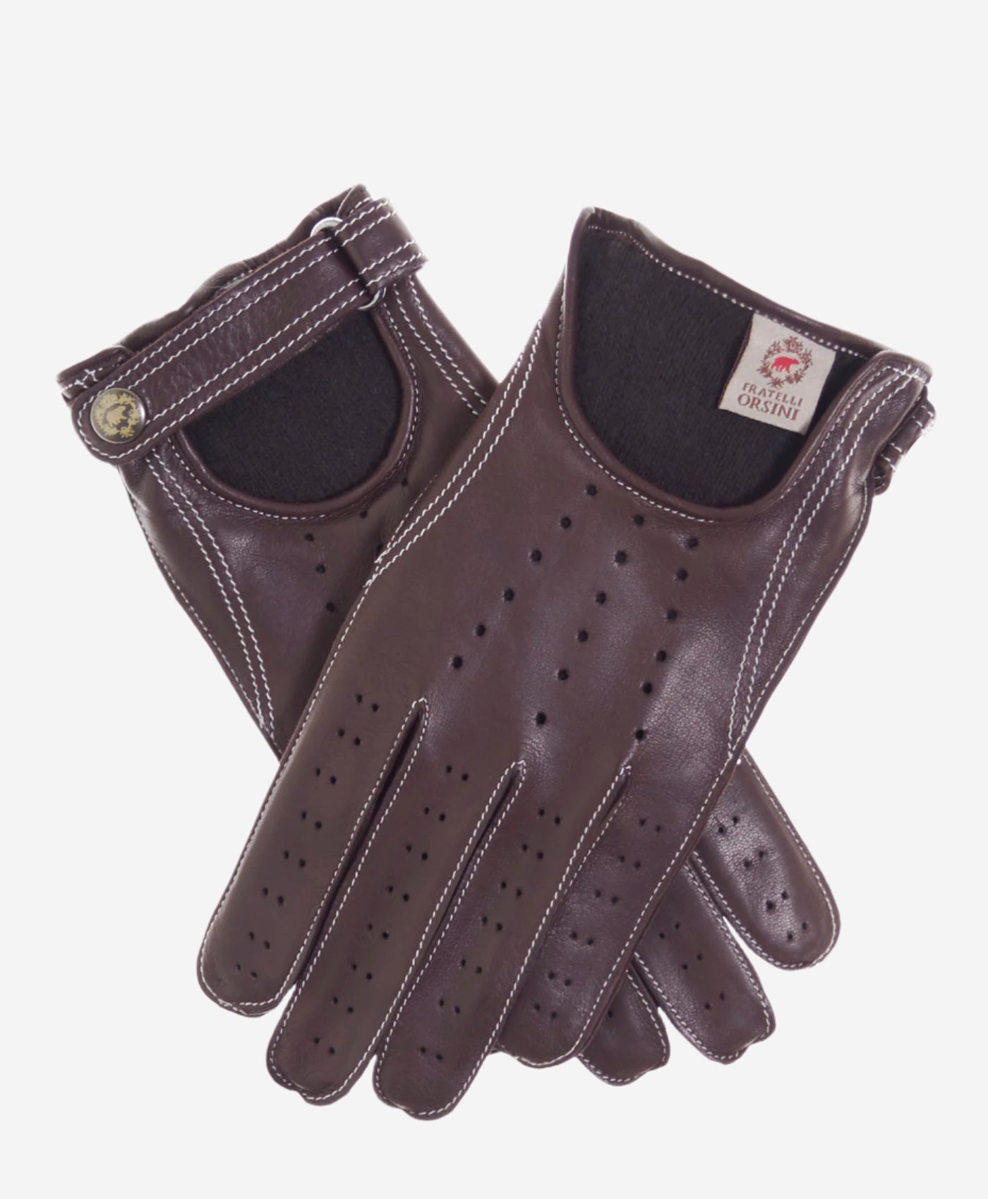 CD3528 (brown) - Men's Italian Leather Driving Gloves with Cashmere Lining - Leather Gloves Online - Luxury Leather Gloves - 1