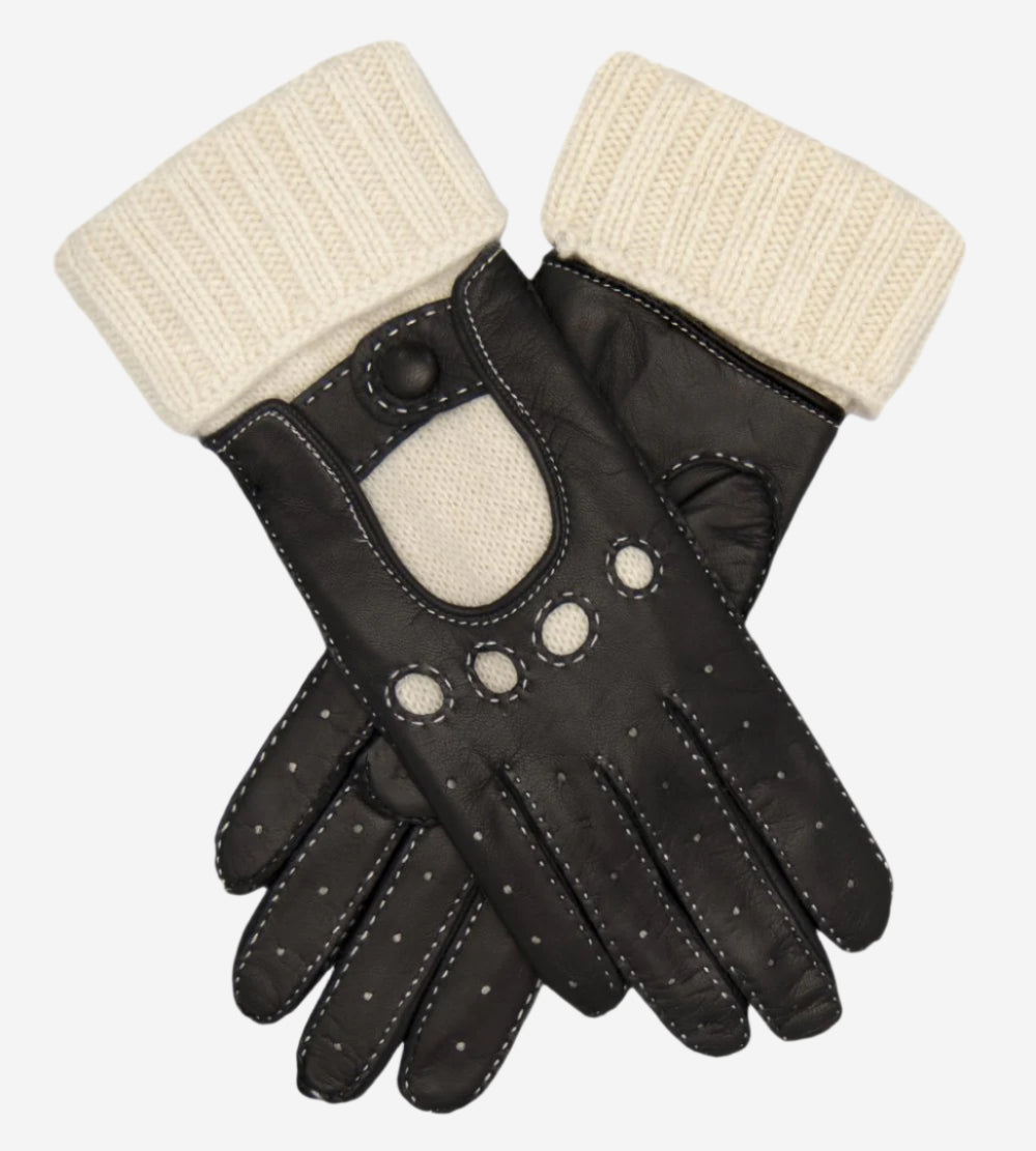 CD4141 (black) - Women's Winter Leather Driving Gloves with Cashmere Lining - Leather Gloves Online - Luxury Leather Gloves - 1