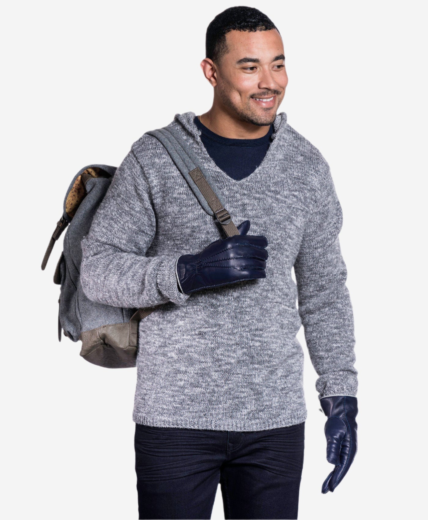 CL3505 (blue) - Men's Italian Handsewn Shearling Gloves - Leather Gloves Online - Luxury Leather Gloves - 2