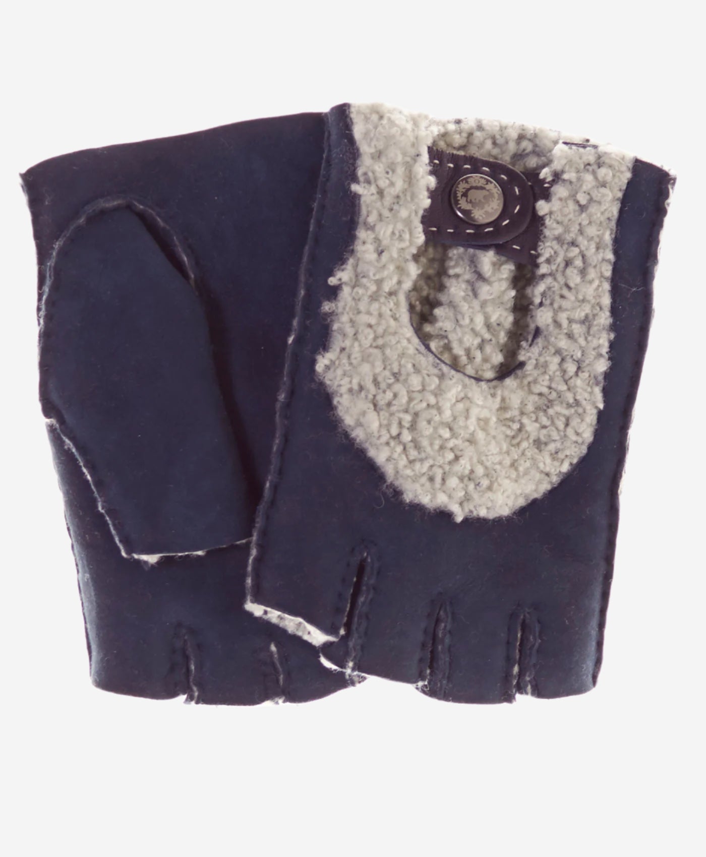 CL4522 (navy) - Women's Italian Shearling Fingerless Gloves - Leather Gloves Online - Luxury Leather Gloves - 1