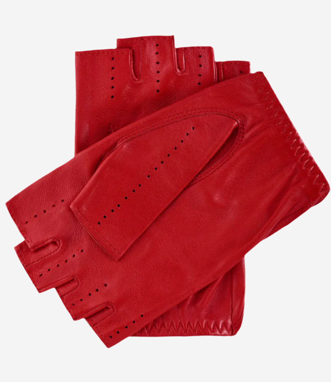 Rossana (red) - Italian fingerless lambskin leather driving gloves - Leather Gloves Online - Luxury Leather Gloves - 2