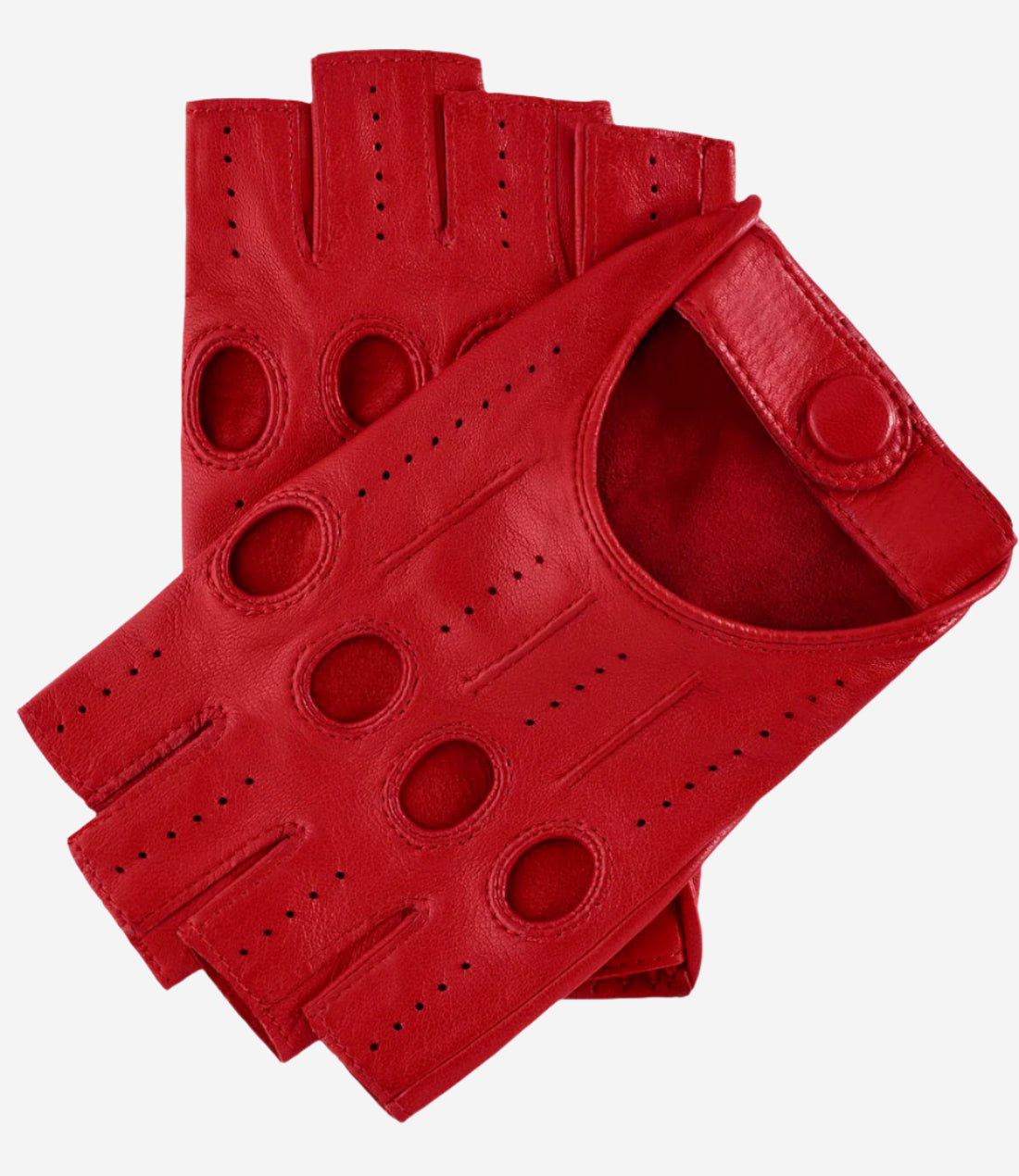 Rossana (red) - Italian fingerless lambskin leather driving gloves - Leather Gloves Online - Luxury Leather Gloves - 1