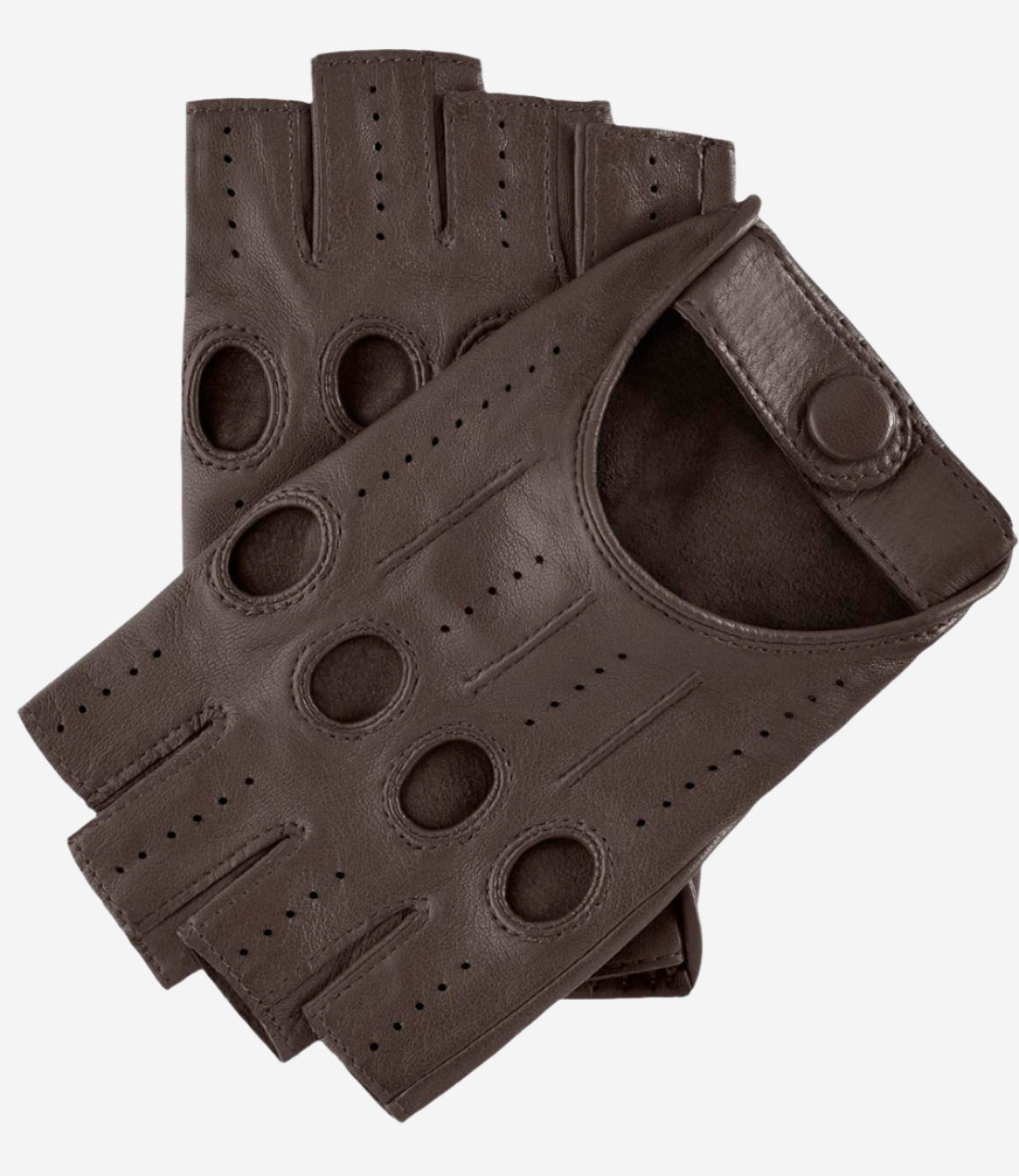 Rossana (taupe) - Italian fingerless lambskin leather driving gloves - Leather Gloves Online - Luxury Leather Gloves - 1