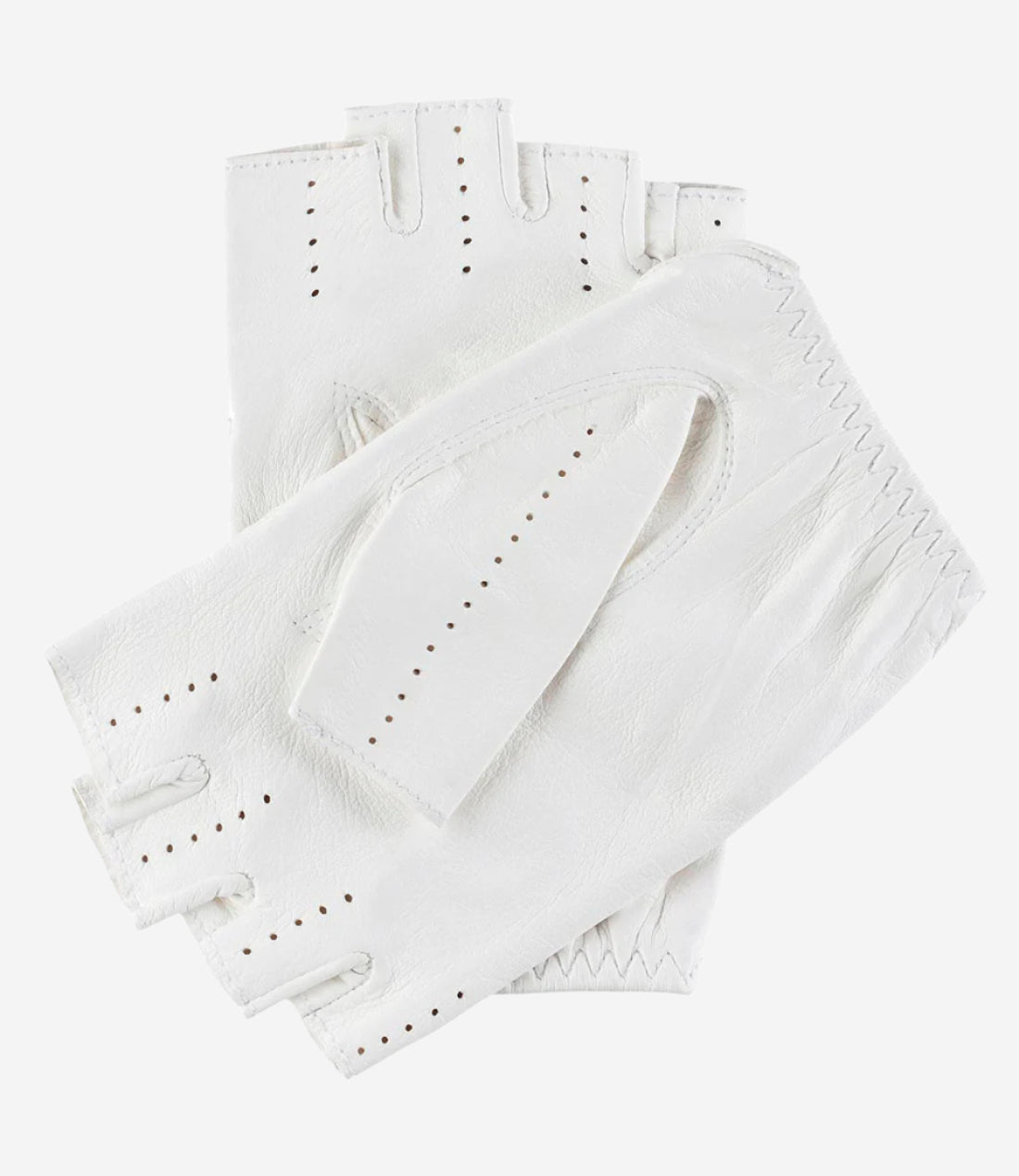 Rossana (white) - Italian fingerless lambskin leather driving gloves - Leather Gloves Online - Luxury Leather Gloves - 2