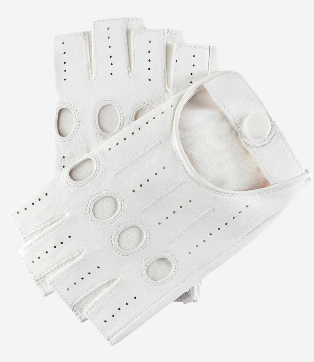 Rossana (white) - Italian fingerless lambskin leather driving gloves - Leather Gloves Online - Luxury Leather Gloves - 1