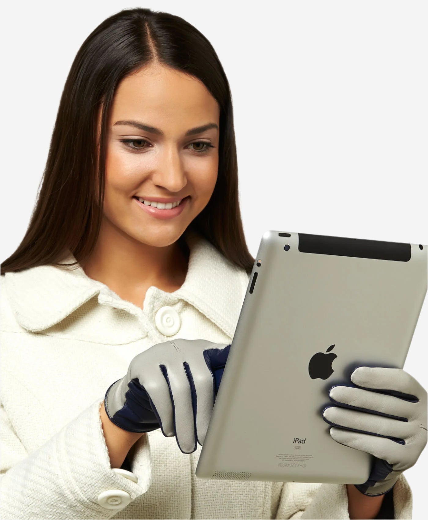 FC34 (grey) - Women's Touchscreen Italian Cashmere Lined Leather Gloves - Leather Gloves Online - Luxury Leather Gloves - 3