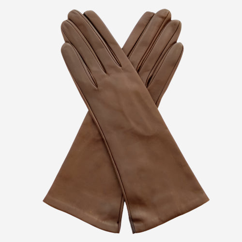 FS01W4 (brown) - Italian "4 Button Length" Silk Lined Leather Gloves - Leather Gloves Online - Luxury Leather Gloves - 1
