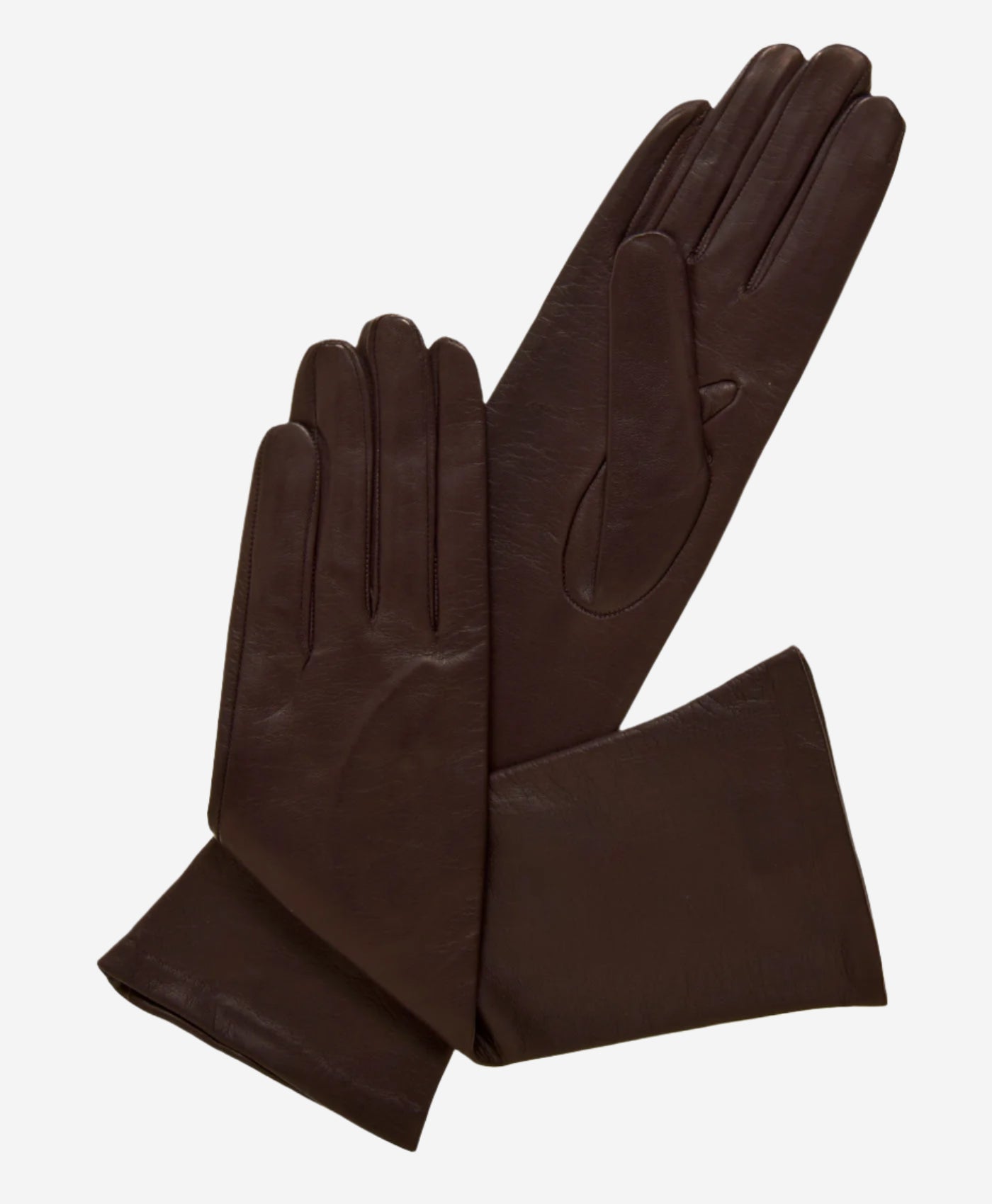 Elena (brown) - Italian silk lined 6-button length leather opera gloves - Leather Gloves Online - Luxury Leather Gloves - 1