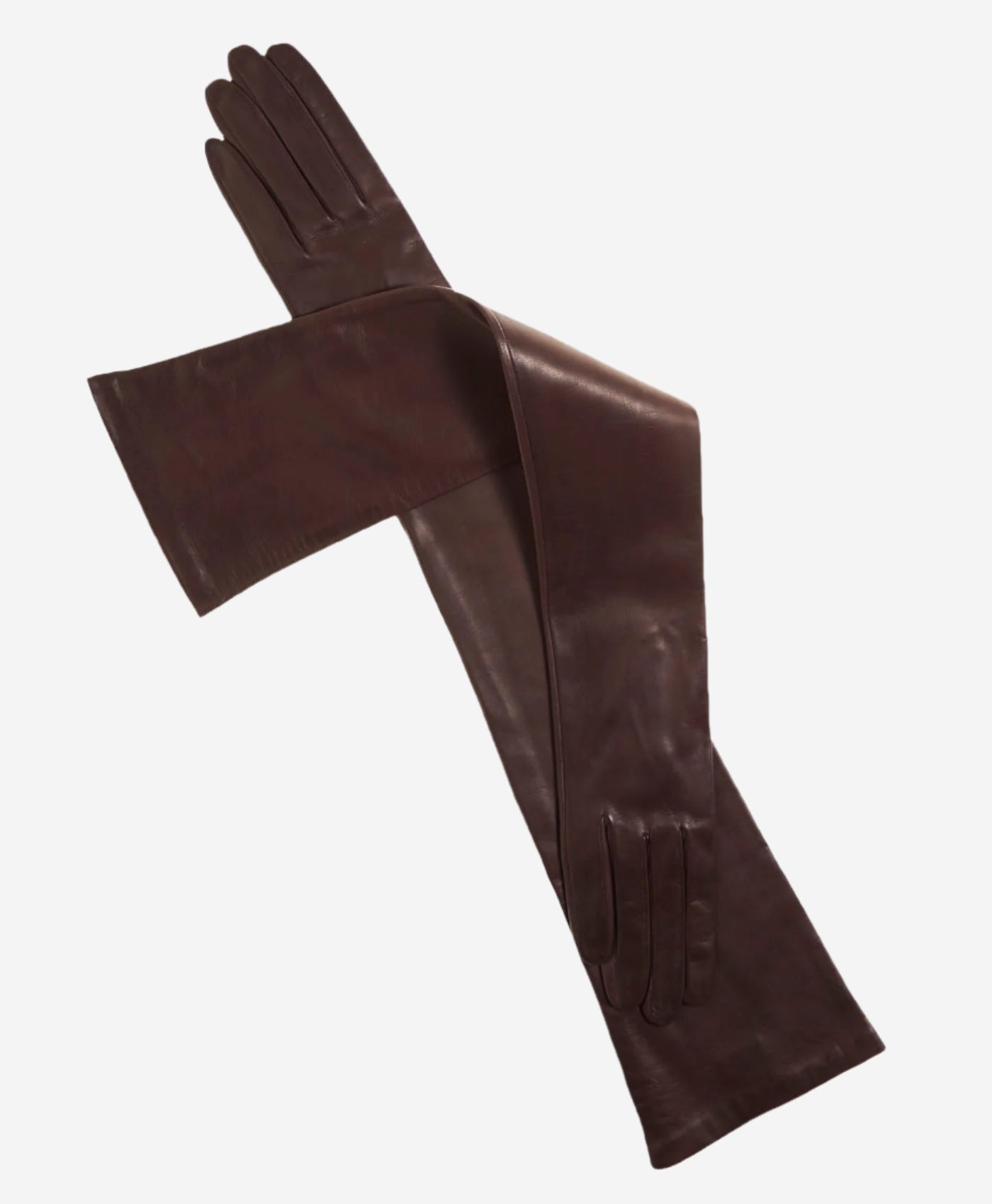 FS15W16 (brown) - Italian Silk Lined Opera Leather Gloves - 16-Button Length - Leather Gloves Online - Luxury Leather Gloves - 1