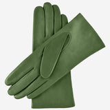 Isabella (green) - Italian lambskin leather gloves with cashmere lining