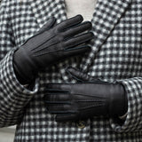 Vittoria (black) - Italian gloves made of American deerskin leather with cashmere lining - Fratelli Orsini - Luxury Leather Gloves - Handmade in Italy - 7