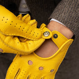 Leonardo (yellow) - Italian driving gloves made of American deerskin leather - Fratelli Orsini - Luxury Leather Gloves - Handmade in Italy - 5
