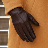Marco (brown) - Italian lambskin leather gloves with brown fur lining