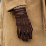 Vittoria (brown) - Italian gloves made of American deerskin leather with cashmere lining - Fratelli Orsini - Luxury Leather Gloves - Handmade in Italy - 9