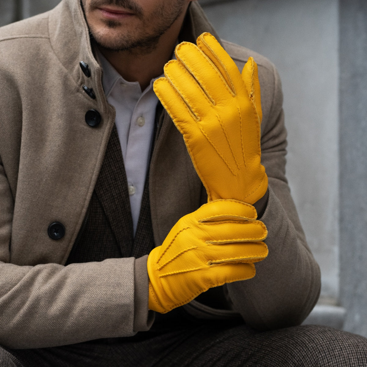 Matteo - Italian gloves made of American deerskin leather with cashmere lining- Fratelli Orsini - Luxury Leather Gloves - Handmade in Italy - 8