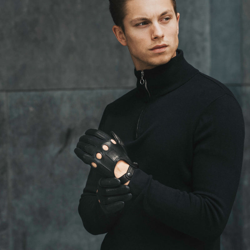 Men's Driving Gloves - Black - Made in Italy – Luxury Leather Gloves – Handmade in Italy – Fratelli Orsini® - 8