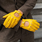 Leonardo (yellow) - Italian driving gloves made of American deerskin leather - Fratelli Orsini - Luxury Leather Gloves - Handmade in Italy - 7
