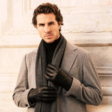 Aldo (black) - Italian lambskin leather gloves with lambswool lining & touchscreen feature - Fratelli Orsini - Luxury Leather Gloves - Handmade in Italy - 7
