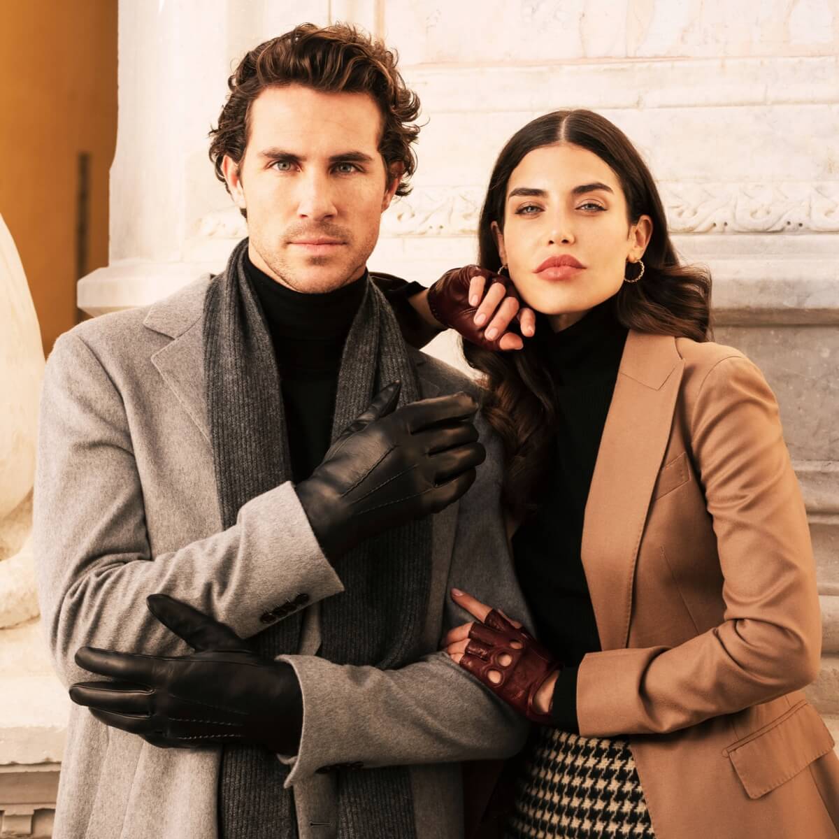 Aldo (black) - Italian lambskin leather gloves with lambswool lining & touchscreen feature - Fratelli Orsini - Luxury Leather Gloves - Handmade in Italy - 8
