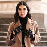 Alessa (black) - classic Italian lambskin leather driving gloves Fratelli Orsini - Luxury Leather Gloves - Handmade in Italy - 3