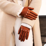 Alessa (cognac) - classic Italian lambskin leather driving gloves Fratelli Orsini - Luxury Leather Gloves - Handmade in Italy - 4