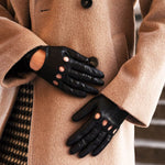 Alessa (black) - classic Italian lambskin leather driving gloves Fratelli Orsini - Luxury Leather Gloves - Handmade in Italy - 4