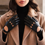 Alessa (black) - classic Italian lambskin leather driving gloves Fratelli Orsini - Luxury Leather Gloves - Handmade in Italy - 7