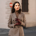 Alessa (cordovan) - classic Italian lambskin leather driving gloves- Fratelli Orsini - Luxury Leather Gloves - Handmade in Italy - 7