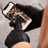 Alessandro (black) - Italian lambskin leather gloves with cashmere lining & touchscreen feature - Fratelli Orsini - Luxury Leather Gloves - Handmade in Italy - 7