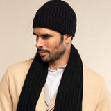Milano (black) - 100% cashmere ribbed beanie (unisex)- Fratelli Orsini - Luxury Beanie - Handmade in Italy - 10