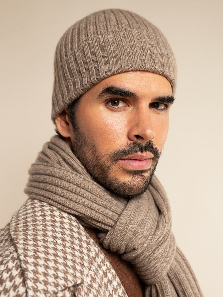 Milano (brown) - 100% cashmere ribbed beanie (unisex)- Fratelli Orsini - Luxury Beanie - Handmade in Italy - 10