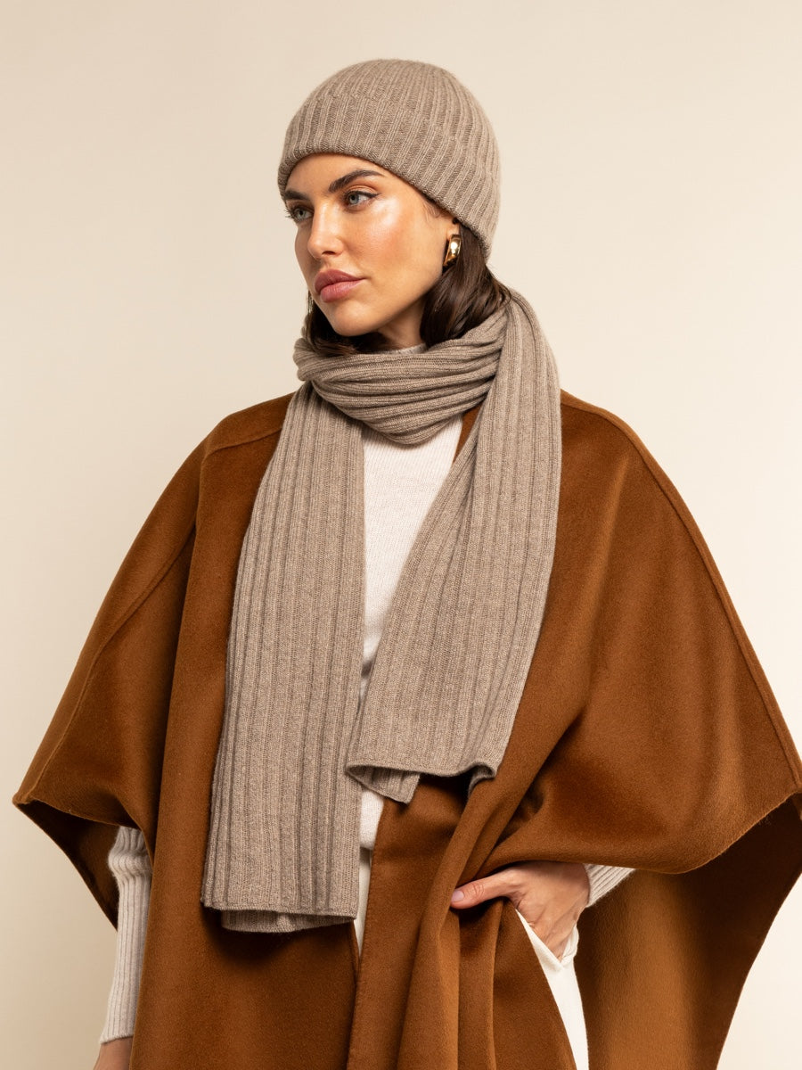 Milano (brown) - 100% cashmere ribbed beanie (unisex)- Fratelli Orsini - Luxury Beanie - Handmade in Italy - 13