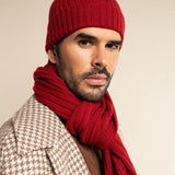 Milano (red) - 100% cashmere ribbed beanie (unisex) - Fratelli Orsini - Luxury Beanie - Handmade in Italy - 5