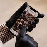 Bella (black) - Italian lambskin leather gloves with lambswool lining & touchscreen feature - Fratelli Orsini - Luxury Leather Gloves - Handmade in Italy - 6