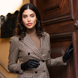 Bella (black) - Italian lambskin leather gloves with lambswool lining & touchscreen feature - Fratelli Orsini - Luxury Leather Gloves - Handmade in Italy - 9