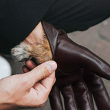 Marco (brown) - Italian lambskin leather gloves with brown rabbit fur lining - Fratelli Orsini - Luxury Leather Gloves - Handmade in Italy - 7