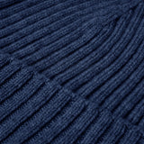 Milano (navy blue) - 100% cashmere ribbed beanie (unisex)