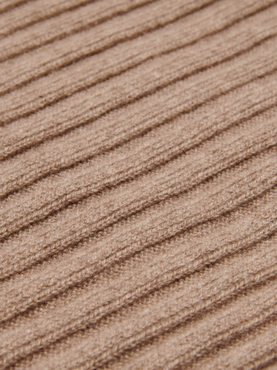 Napoli (brown) - 100% cashmere ribbed scarf (unisex) - Fratelli Orsini - Luxury Cashmere Scarf - Handmade in Italy - 2