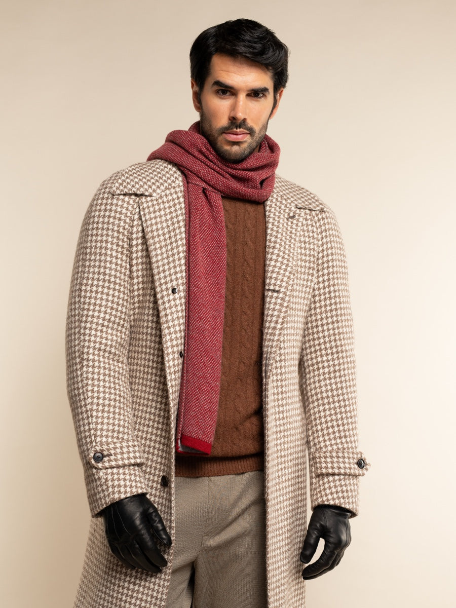 Riccardo (red & grey) - 100% cashmere scarf with pattern - Fratelli Orsini - Luxury Cashmere Scarf - Handmade in Italy - 8