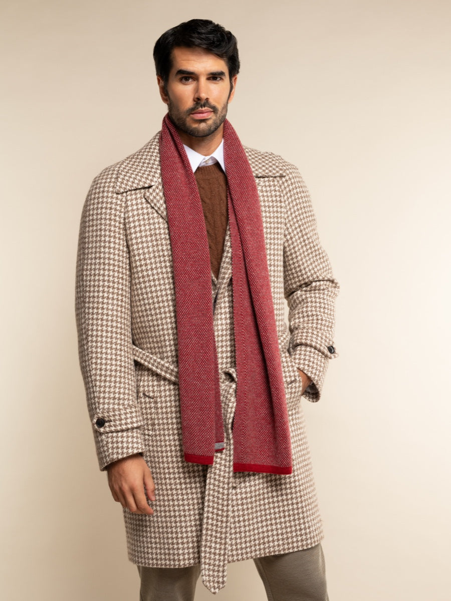 Riccardo (red & grey) - 100% cashmere scarf with pattern - Fratelli Orsini - Luxury Cashmere Scarf - Handmade in Italy - 10