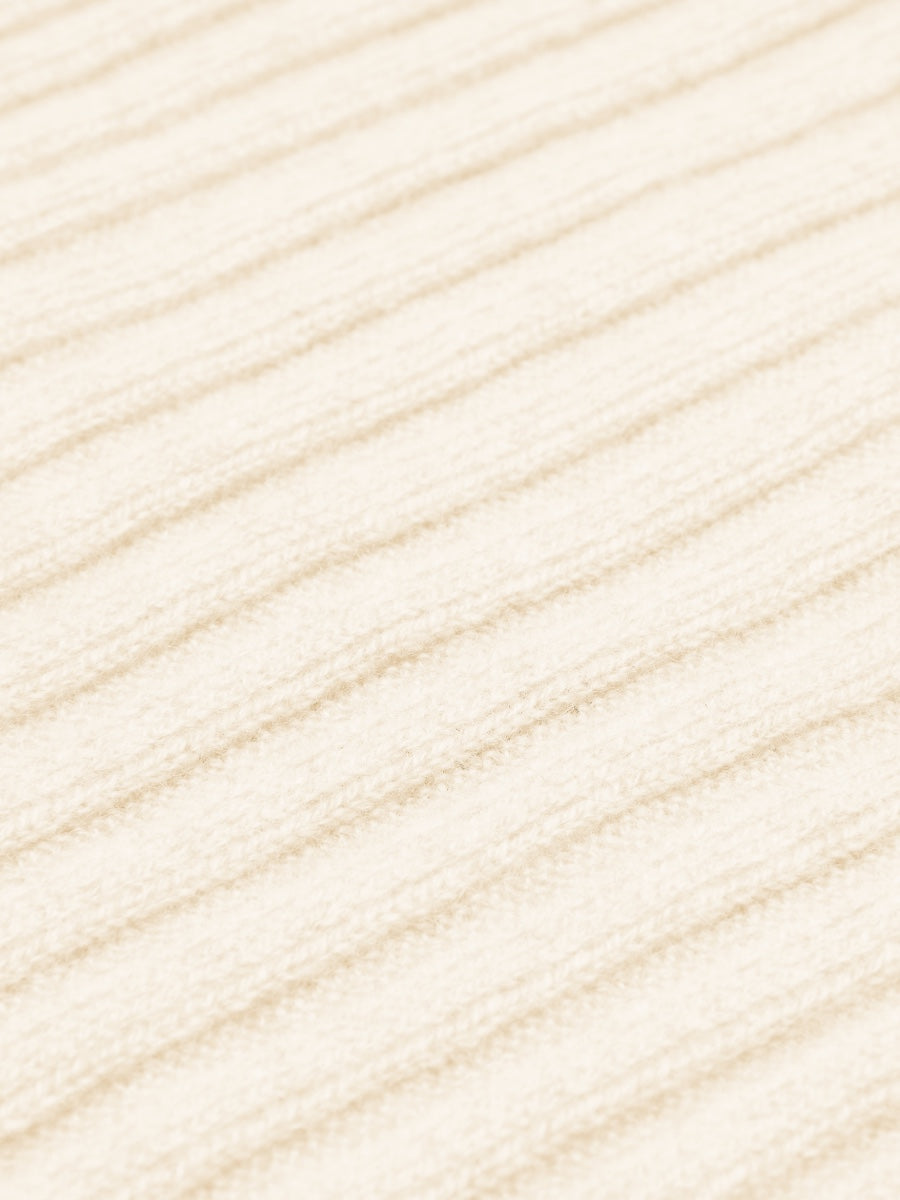 Napoli (cream) - 100% cashmere ribbed scarf (unisex) - Fratelli Orsini - Luxury Cashmere Scarf - Handmade in Italy - 2