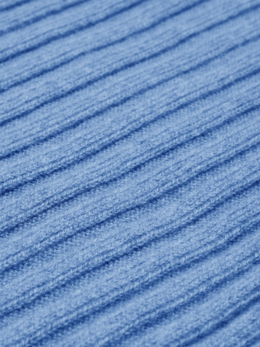Napoli (light blue) - 100% cashmere ribbed scarf (unisex) - Fratelli Orsini - Luxury Cashmere Scarf - Handmade in Italy - 2